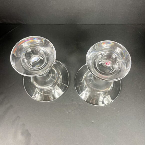 Val St Lambert Ingo Crystal Candlestick Holders set of 2 - Picture 3 of 6